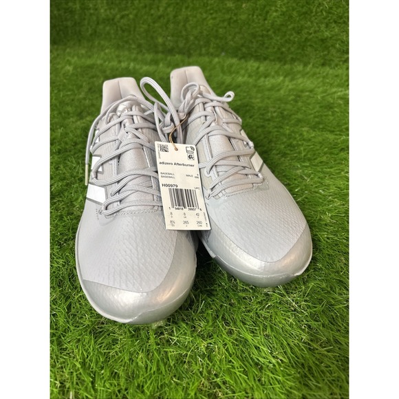 Size 8.5 Adidas Afterburner 8 Baseball Metal Cleats Grey Silver Shoes H00979 - Picture 1 of 6